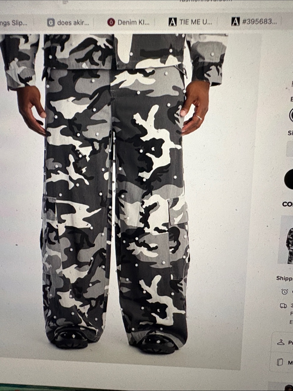 Fashion Nova Men's Black & White Camo Cargo Pants